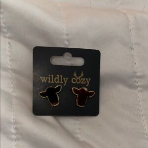 Black and Brown Cow Earrings